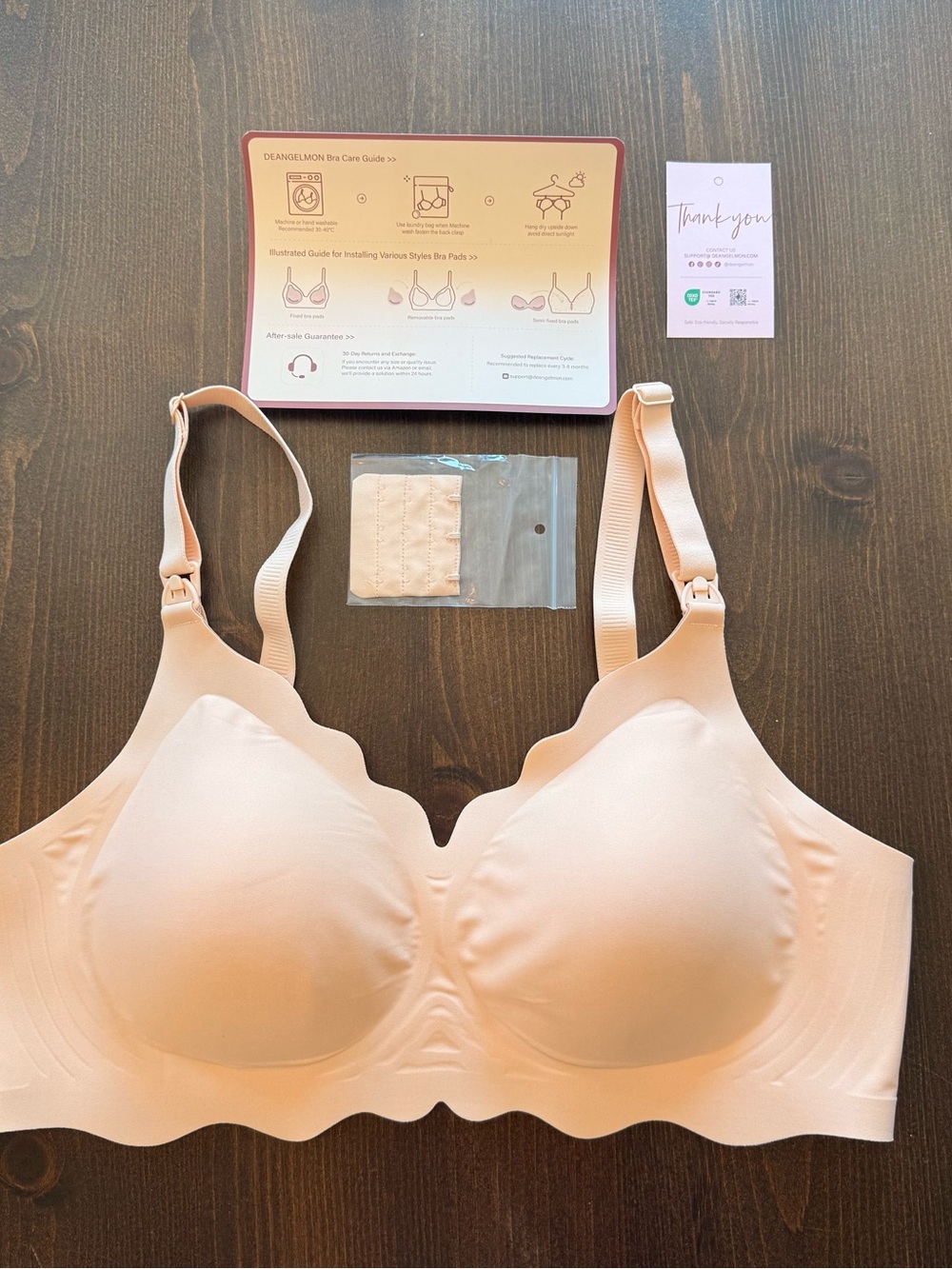Seamless Scallop Wireless Nursing Bra — Nude